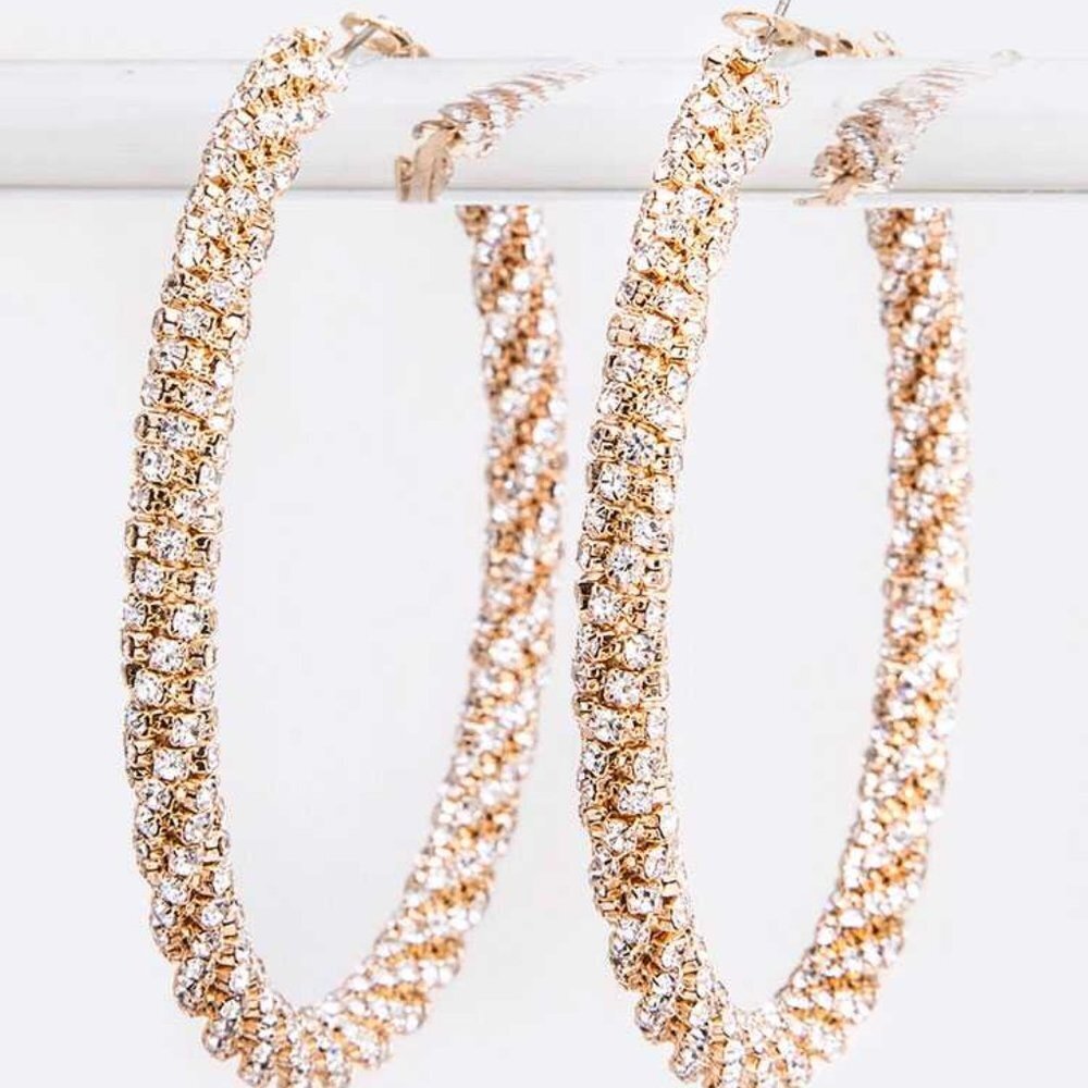 70MM Rhinestone Wrap Around Iconic Hoops